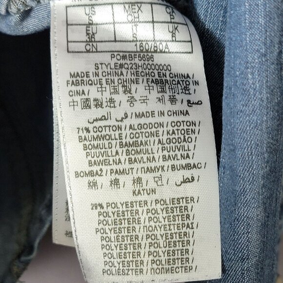 Guess Womens Blue Denim Jean Long Sleeve Western Fitted Snap Button Shirt Small - Picture 8 of 9